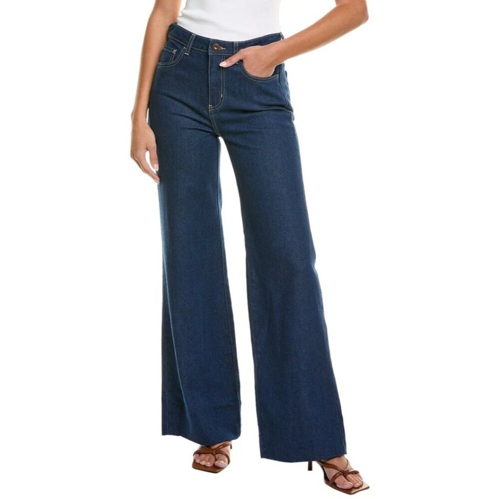 Johnny Was Sasson Lumiere Wide Leg Jeans RD1524-9 Dark Wash Blue Size 30 Stretch